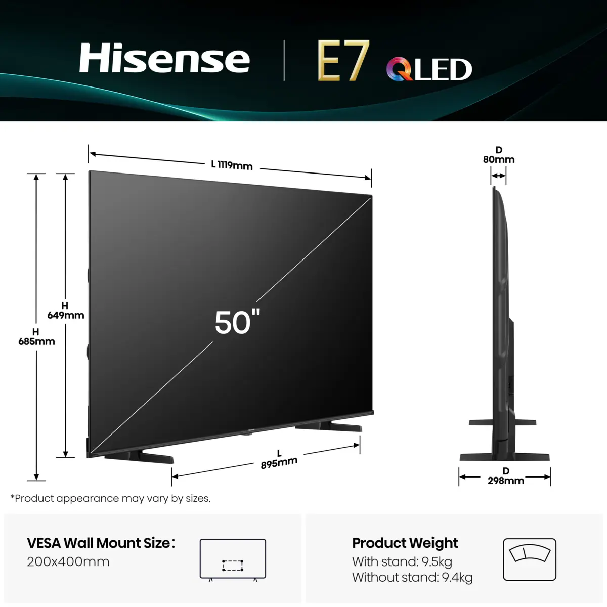 HISENSE TV LED 50E7Q