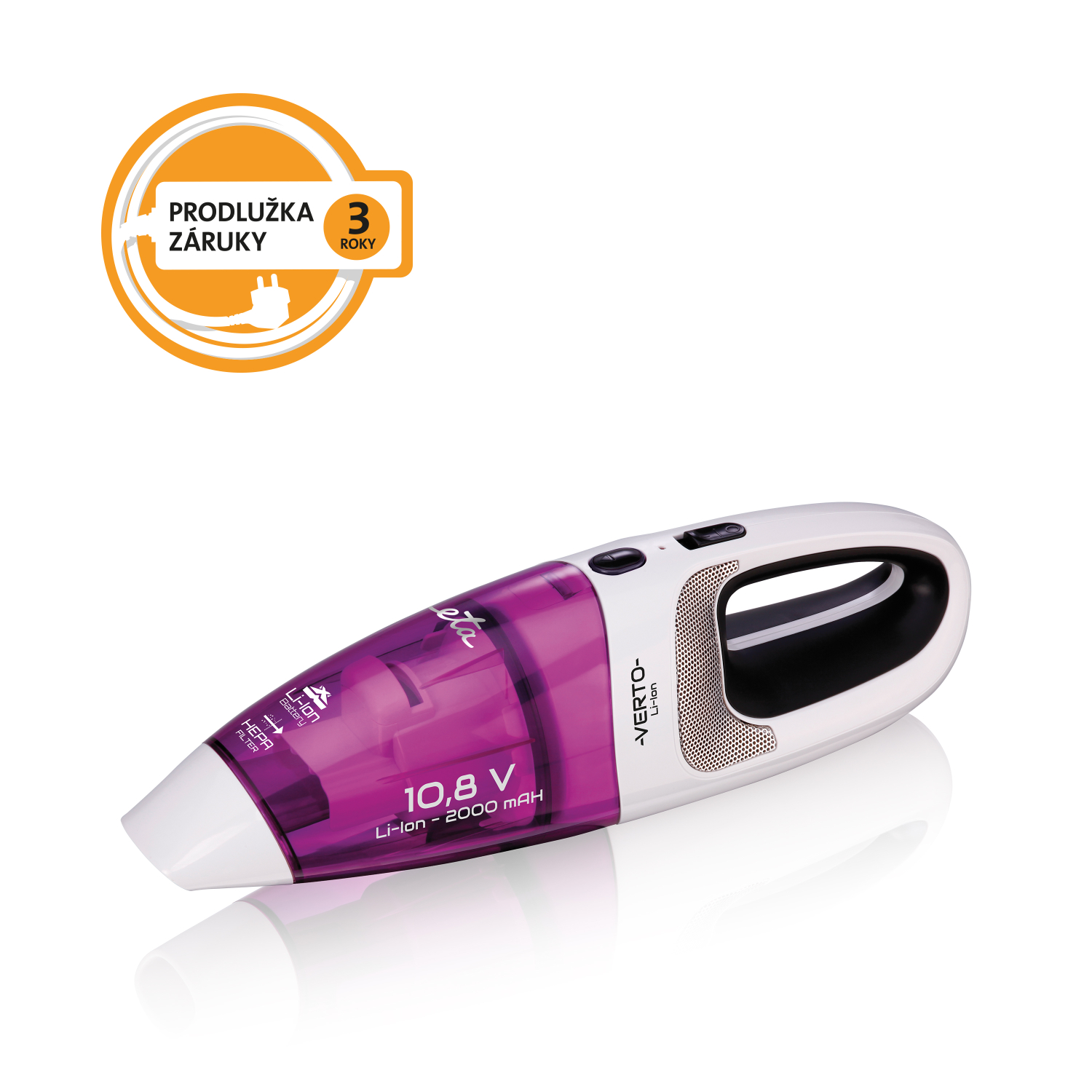 Usisivač aku ETA Verto Li-ion 10,8 V Wet &amp; Dry 3442 90000, bílý/fialový